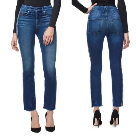 Good American Denim - New! Good American Good Legs Athletic Stripe Straight Leg Jeans 16401